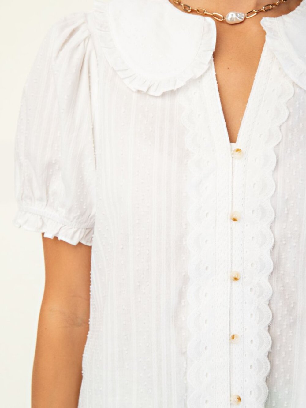 NWT 100% Cotton Peter Pan Collar Blouse - Picture 2 of 7